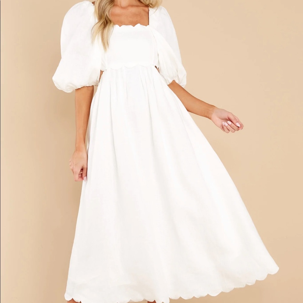 Red Dress Endless Romance White Midi Dress size extra small